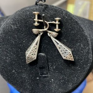 Vintage Taxco Sterling Silver Screw Back Dangle, Signed AA. 925